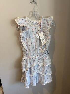 LoveShackFancy Girls Decker Dress Coastline Blue Size 12Y runs small NEW